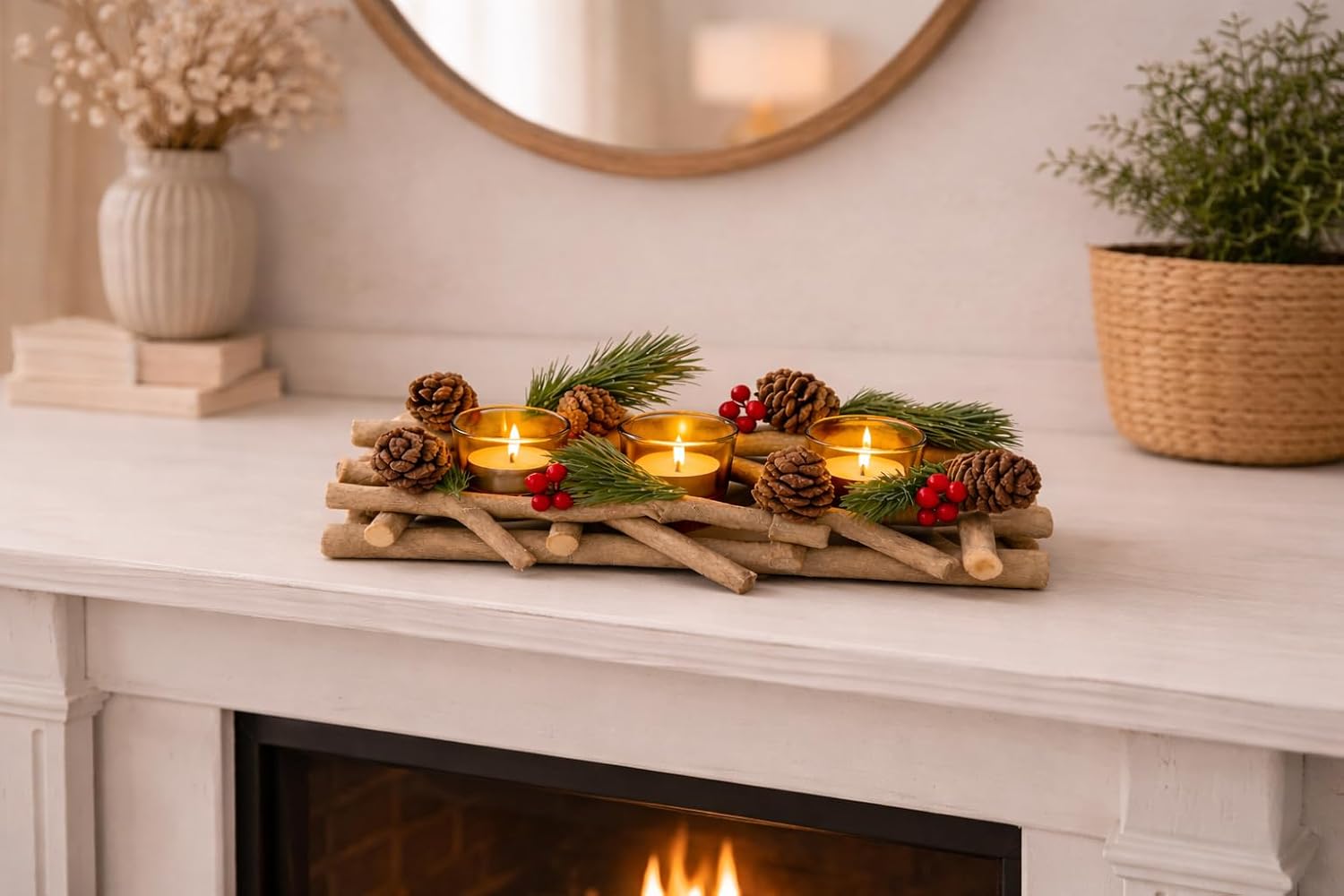 Marco Paul Christmas Decorations Room Decor, Candle Holder, Indoor Ornaments for Home, Christmas Table Centrepiece, Dinner Set, Kitchen Light, Table Decorations Centrepiece