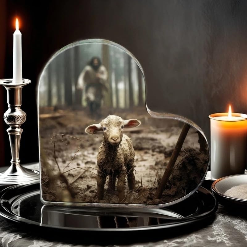 Christian Jesus and Lamb Decor,Spiritual Thank you Christian Gifts for women,pastor,christians,teachers,Mom,Sister,Friends,Mother's,Female Coworker-Religious Home Decor for Birthday,Christmas,Everyday Encouragement(4"x4")D-237