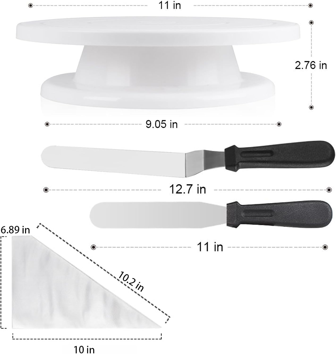 69PCS Cake Decorating Kit with Turntable, 12 Piping Tips, 50 Piping Bags, 3 Cake Scrapers & 2 Spatulas, Complete Cake Decorating Set and Baking Supplies for Beginners, Home Bakers