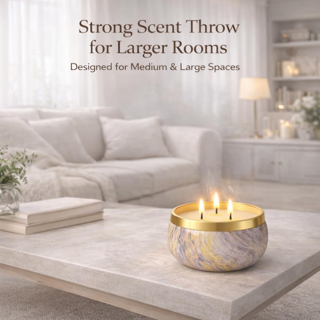 YMing 3-Wick Candle Gift Set, 3 Pack, 14 oz Each, Scented Candles for Home, White Tea & Sage, Vanilla & Amber, Cashmere Cedar
