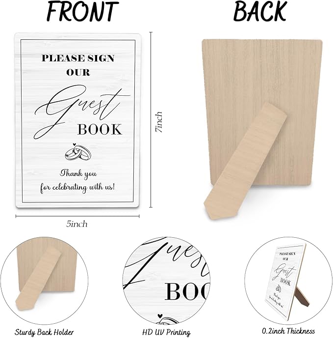 Wedding Guestbook Sign, Guestbook Wooden Sign Stand 5x7inch, Please Sign Our Guest Book Wedding Sign Stand, Wedding Signs for Reception, Wedding Table Decorations, Wedding Table Sign