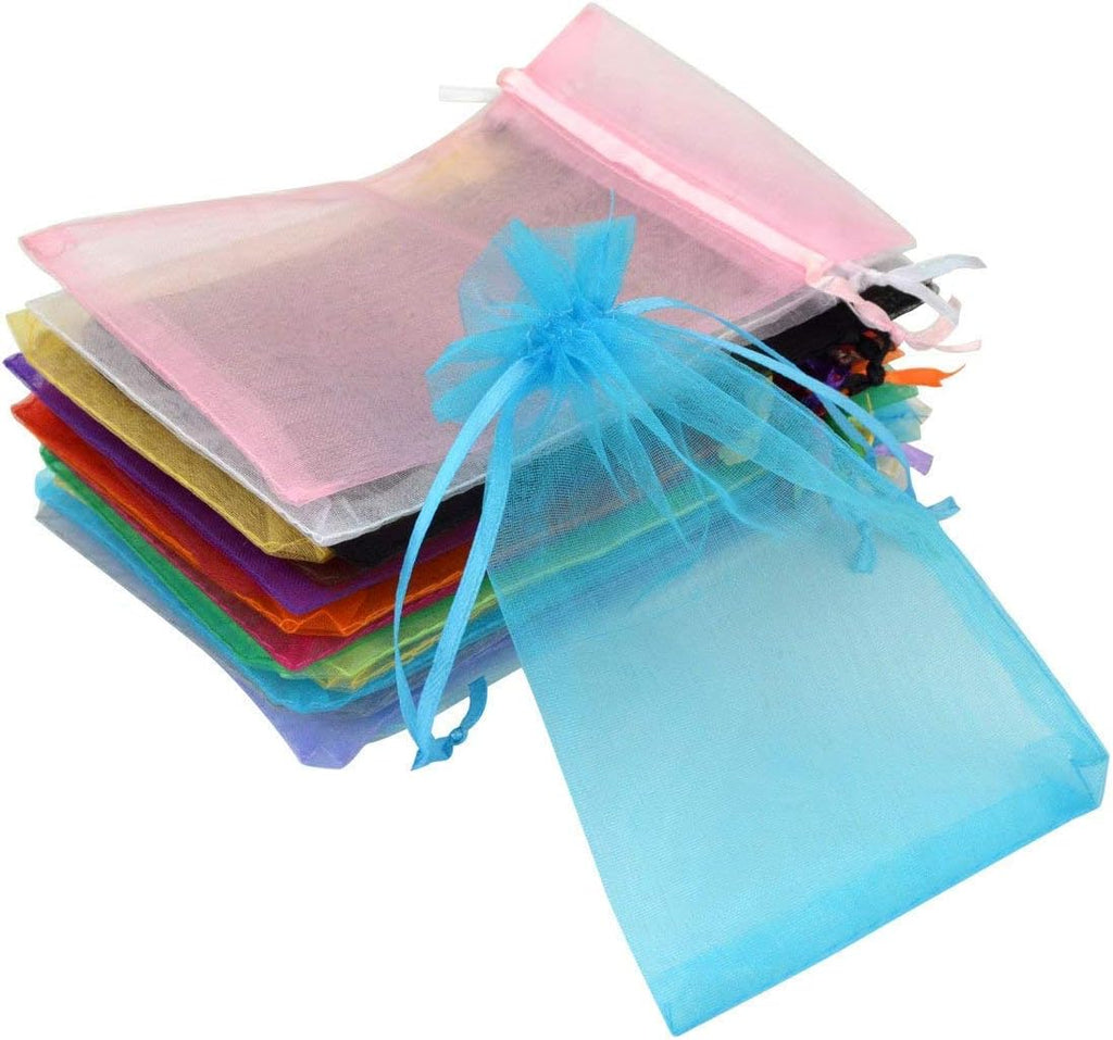 Tojwi 50pcs Organza Bags-Mix Color 3.54''x4.33''(9x11cm) Satin Drawstring Organza Pouch Wedding Party Favor Gift Bag Jewelry Watch Bags
