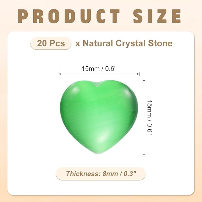 PATIKIL 20 Pcs Natural Heart Shaped Crystal Stone, 0.6 Inch Mini Polished Love Gemstone Crystal, Pocket Rock Engraved Worry Stones for Women Gifts Meditation, Bright Green