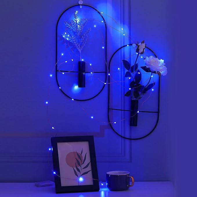 24 Pack LED Fairy Lights Battery Operated 7Ft 20Led Mini String Lights Waterproof Christmas for Mason Jars Bedroom DIY Party Wedding Christmas Decor Blue
