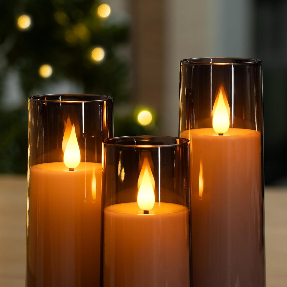 Amagic Grey Flameless Candles 9 Set, Battery Operated Halloween Candles
