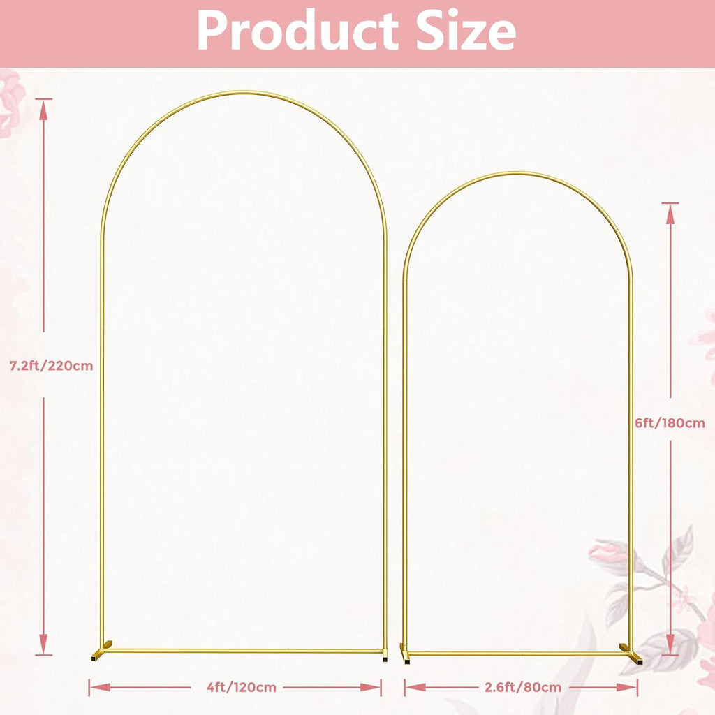 metal arch backdrop stand, 7.2ft+6ft balloon arch stand, side view