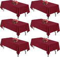 Burgundy 6 Pack Polyester Table Cloth 60 x 102 Inch, Rectangle Tablecloths for 6 Foot Tables Washable Table Cloth for Party Wedding
