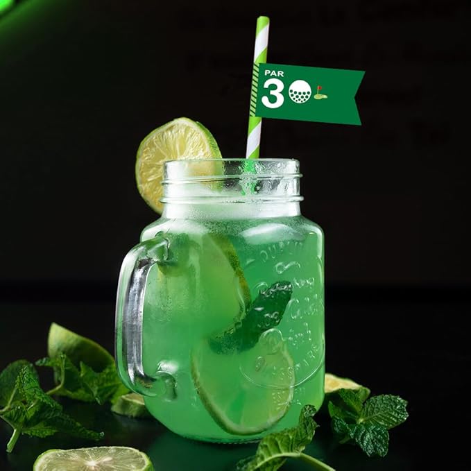 Golf Themed Birthday Party Straw Decor, 20 PCS Par 30 And Still Swinging Birthday Disposable Paper Cocktail Drinking Straw With Flag Tag for Par 30 Golf 30th Birthday Party Decorations (Par 30)