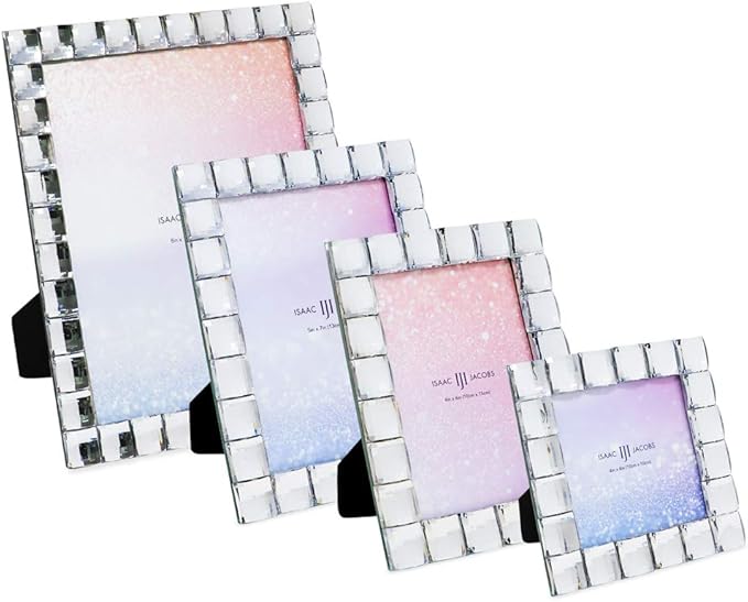 Isaac Jacobs Decorative Sparkling Jewel Picture Frame, Photo Display & Home Décor (8x10, Clear)