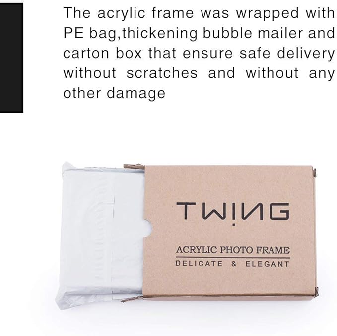 TWING 5 Pack 4 x 6 Acrylic Frame, Horizontal Magnet Double Sided 4x6 Picture Frame,12+12MM Thick Clear Frameless Desktop Display Self Standing Magnetic Acrylic Block Photo Frame