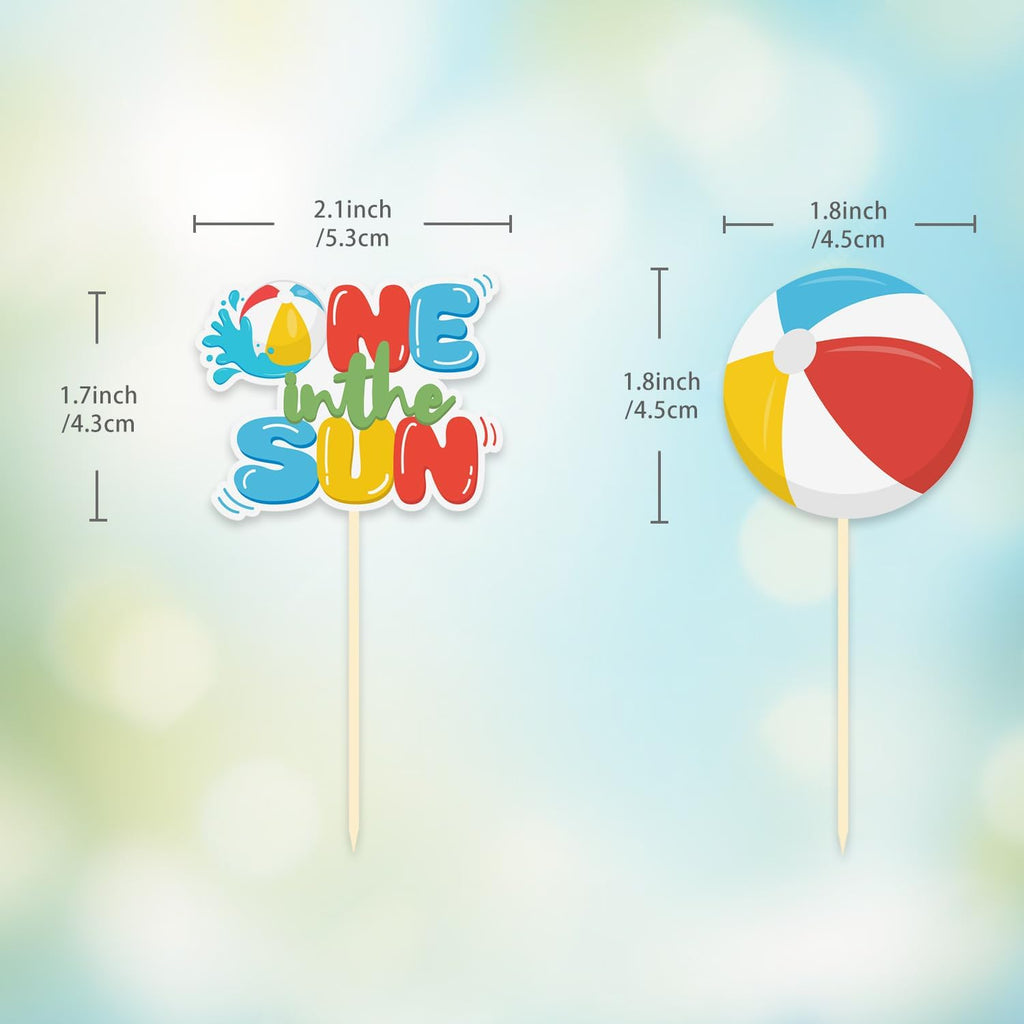 24 Pack One In The Sun Cupcake Toppers, One In The Sun Birthday Decorations | Birthday Party Decorations Cupcake Picks Baby Shower Hawaii Beach Pool Theme Birthday Party Supplies