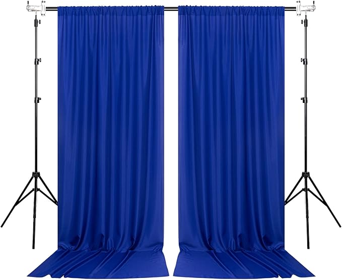 10ft x 8ft Royal Blue Backdrop Curtains for Party Stage Wedding Ceremony Light Filtering Curtains Photography Backdrop for Baby Showers Rod Pocket Home Sliding Door Decoration, 5ft x 8ft, 2 Panels