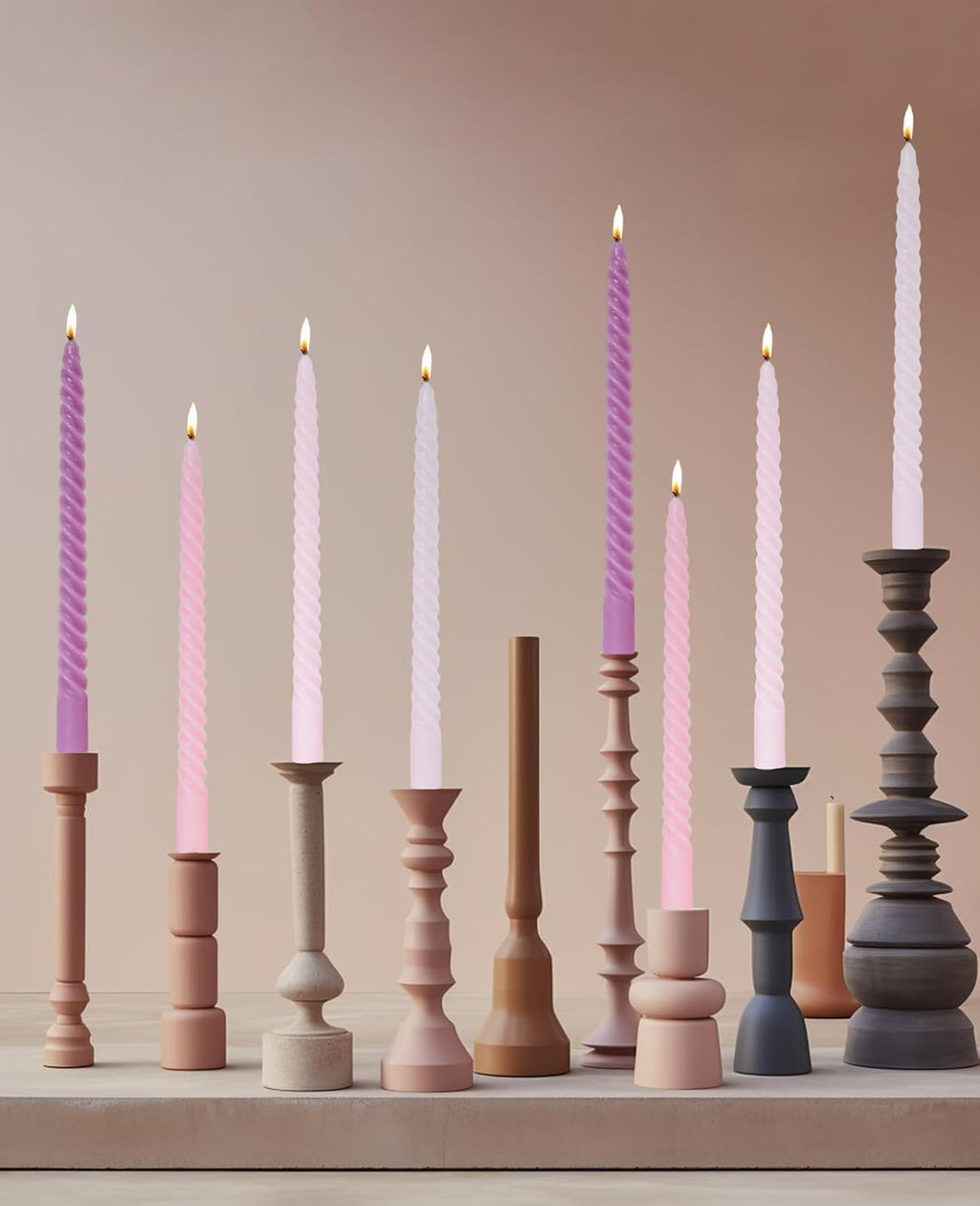 Candle Stick Spiral Tall Taper Candles,Unscented Candle for Holiday,Wedding and Home Decoration,10inch,12 Pack(Gradient Orange)
