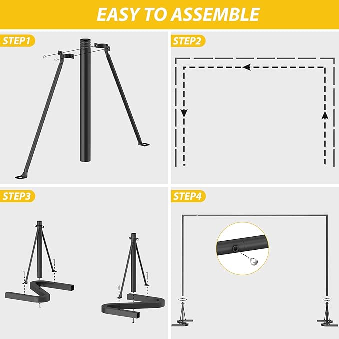 HAITRAL Black Backdrop Banner Stand 10x7 FT,Square Wedding Arch Balloon Metal Frame,Heavy Duty Background Stand Kit,Adjustable Photo Backdrop Stand for for Parties Birthday Video Studio