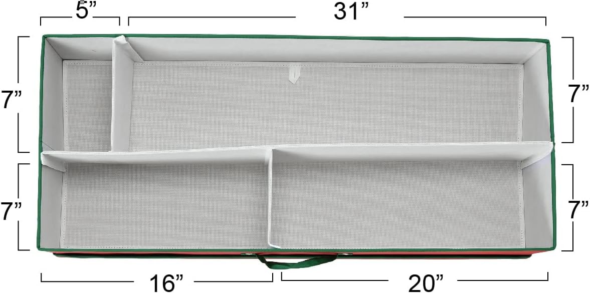 Household Essentials Holiday Gift Wrap Organizer with Lid, Red and Green