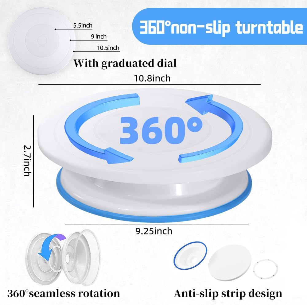 79PCS Cake Decorating Kit with Revolving Cake stand Turntable for Beginner | Includes Piping Tips and Bags Set,Spatulas,Icing Comb Scraper,Leveler,Cake Tool Baking Supplies