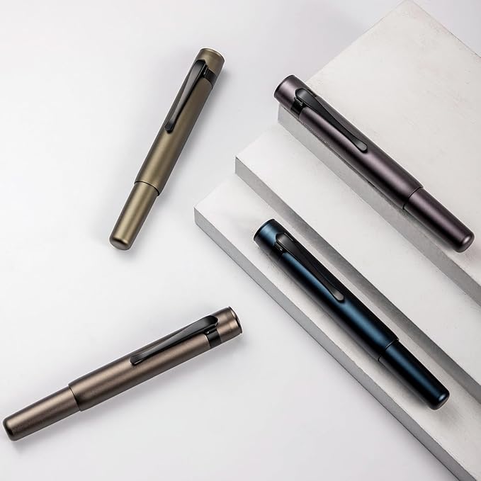 Hongdian M2 Black Forest Mini Rollerball Pen, Fine Point 0.5mm, Sleek Aluminium Pocket Pen with Black Ink Refill, Ideal for Travel & Signature (Midnight Blue)