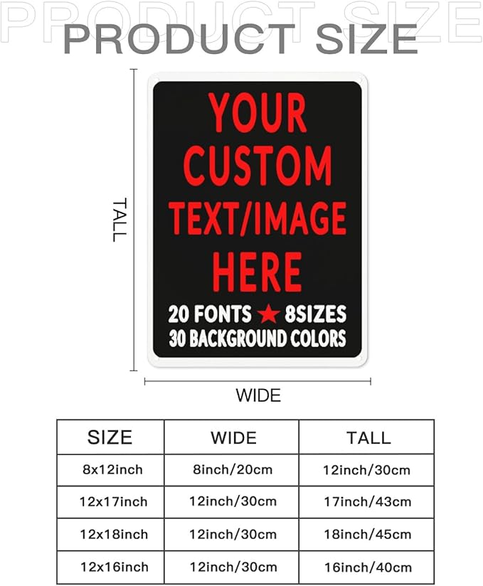 Custom Sign Personalized Custom Metal Sign, Customize For Office, Business, Workplace, Office, Home, Delivery Signs 12x16
