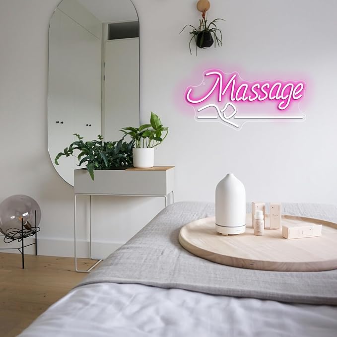 Massage Neon Sign For Wall Decor Led Light Up Sign Massage Parlors Foot Baths Beer Business Signage Spa Salon Beauty Room Wellness Center Room Decor Aesthetic Led Art Hanging Decorative