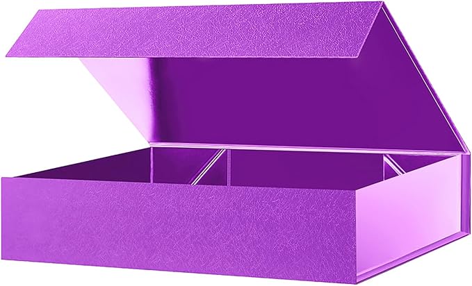 PACKHOME Gift Box 11.5x8x2.5 Inches, Sturdy Shirt Box with Magnetic Lid for Multiple Occasions (Glossy Light Purple)