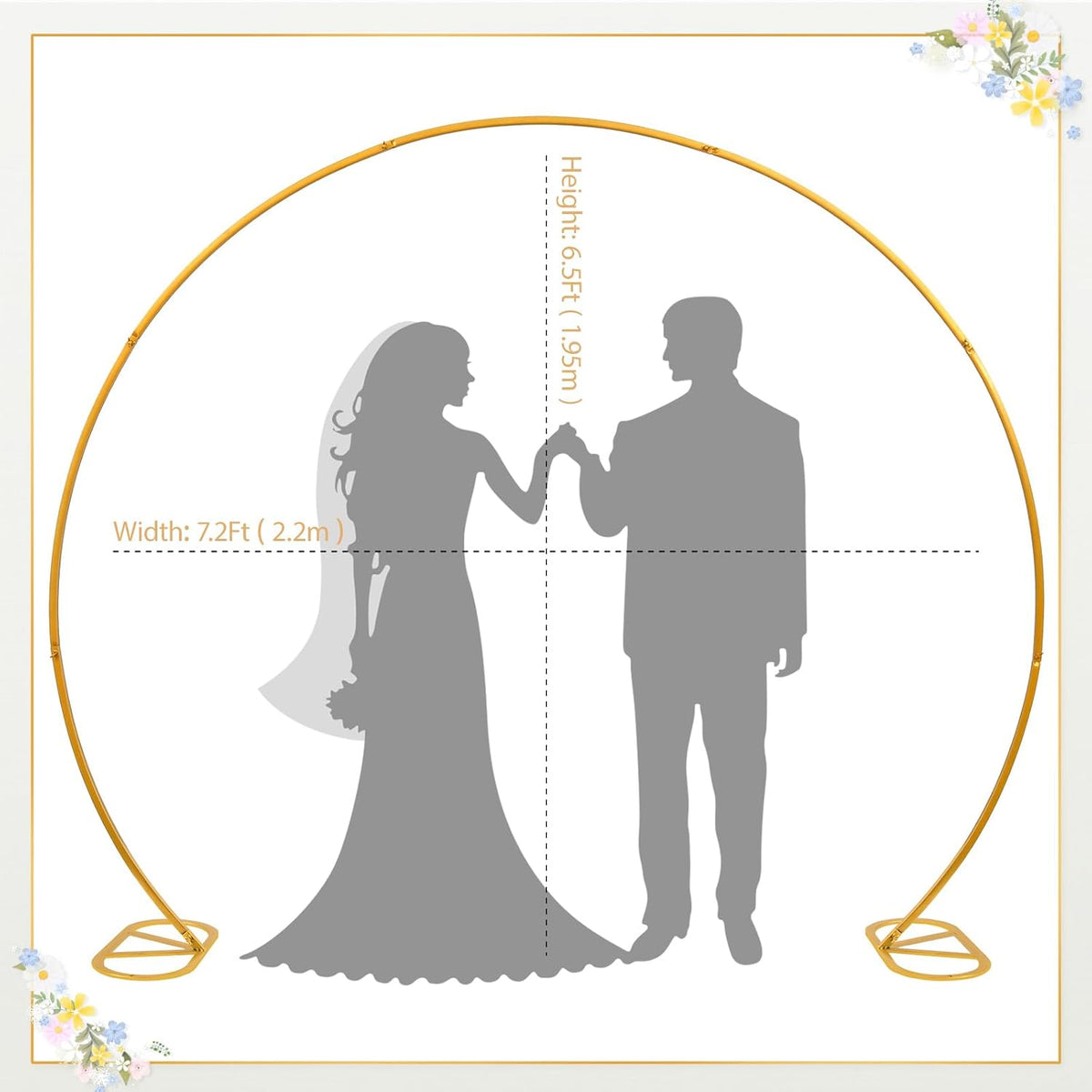 8ft Balloon Arch Stand,Round Backdrop Stand,Golden Circle Wedding Arch Frame ...