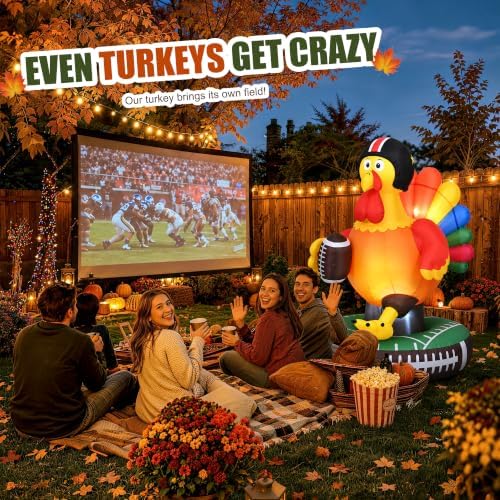 tisejoy 6ft football inflatable turkey, thanksgiving inflatables outdoor, side view