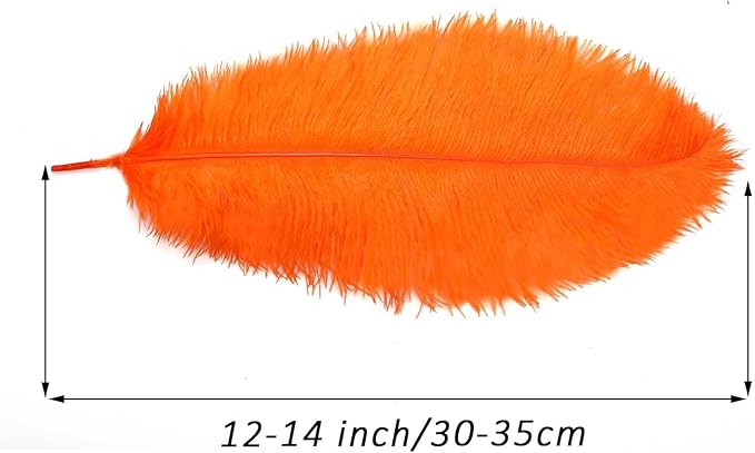 YAKRUNA 30PCS Orange Ostrich Feathers Bulk 12-14 Inches for Centerpieces for Wedding Birthday Gatsby Party, Decorative Plumes for Vase & Table & Christmas Tree Decor (30-35cm, Orange)