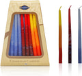 Majestic Giftware Multicolor Hanukkah Candles - CP15 | 45 Dripless Handcrafted Chanukah Candles for All 8 Nights of Hanukkah | Manufactured by Safed Candle Company in Israel (Blue/Red/Orange)