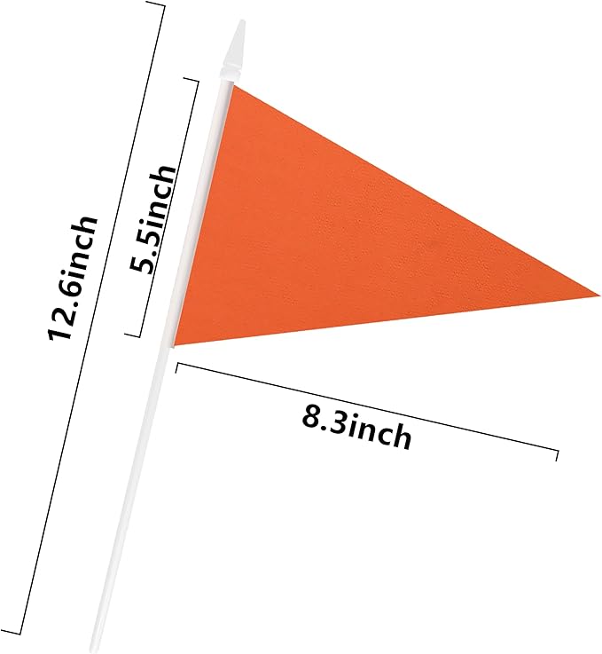 12 Pack Orange Pennant Flags Small Mini Hand Held Solid Color Pennant On Sticks Flags with 12.6"Solid Pole & Spear Top,Party Events Celebration,School,Grand Opening,Kids Birthday,Sports Clubs