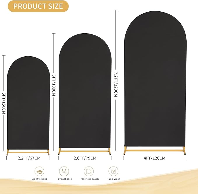 Black Arch Backdrop Cover 2.2ft x 5ft Fitted Spandex Arch Cover Balloon Arch Backdrop Fabric for Wedding Party Stage Decoations