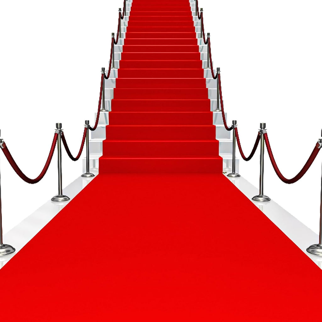 Red Carpet Runner for Party 100 GSM Felt Non-Woven Fabric Runway Carpet for Event, Aisle Runner for Wedding Ceremony Hollywood, Movie Theme Rug Party Decor (Red, 2 X 15 Ft)