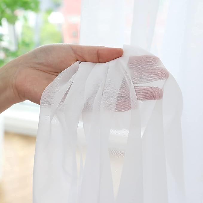 Window White Sheer Curtains 84 Inches Long 2 Panels Sheer White Curtain Clear Basic Rod Pocket Panel Other Beige Grey Purple Pink 63 72 95 108 Inch Bedroom Children Living Room Yard Kitchen