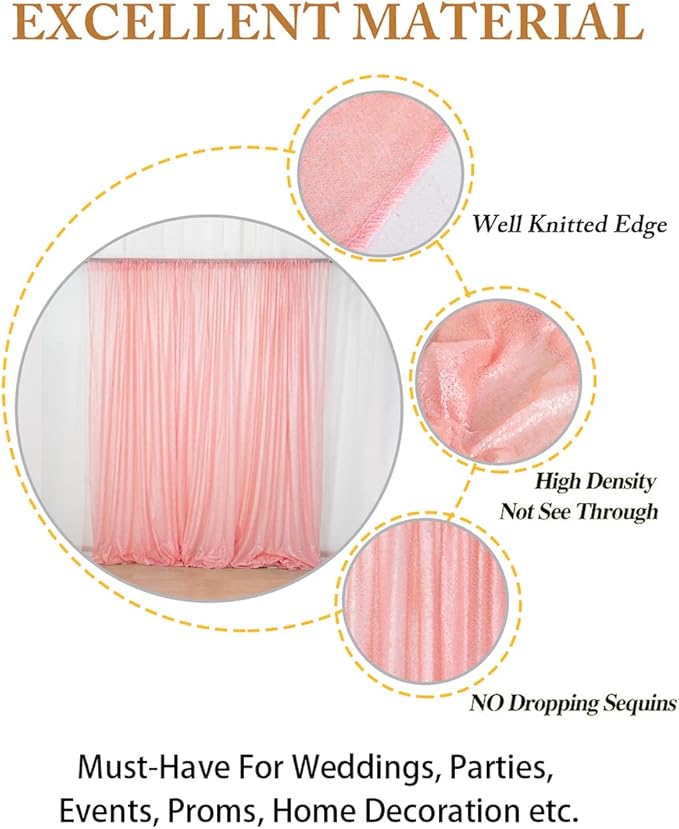 ShinyBeauty Sequin Backdrop 8ftx10ft Baby Pink Sequins Fabric Drapes Sparkle Backdrops for Photoshoot Glitter Curtain for Birthday Party Photography Background