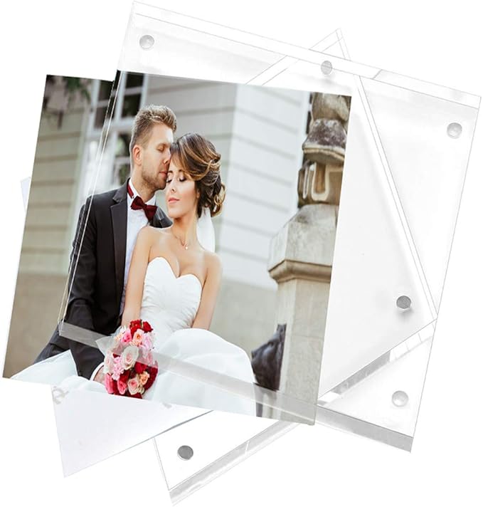 Magicool Premium Acrylic Photo Frame- Magnet Photo Frame -Double Sied Thick Desktop Frames (3.5x5 2 pack)