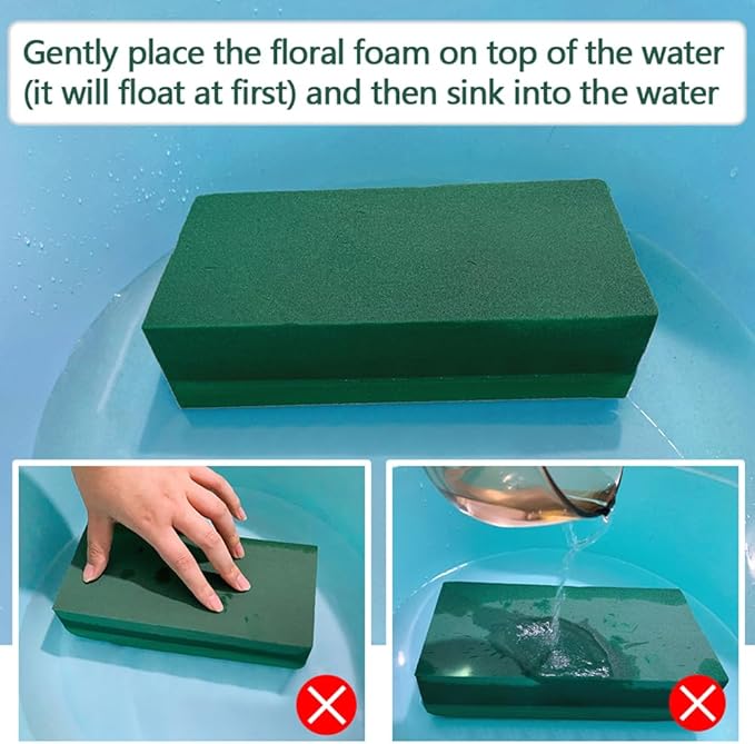 FLORABELS 8 PCS Wet Floral Foam Blocks for Fresh Flowers, Each (9"L x 4.1"W x 2.7"H)Green Foam for Flower Arrangements, Florist Foam Bricks for Weddings, Birthdays Gifts, Flower Foam Blocks for Crafts