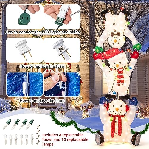 tangkula 5.6 ft lighted christmas stacked snowman, 3d, package contents