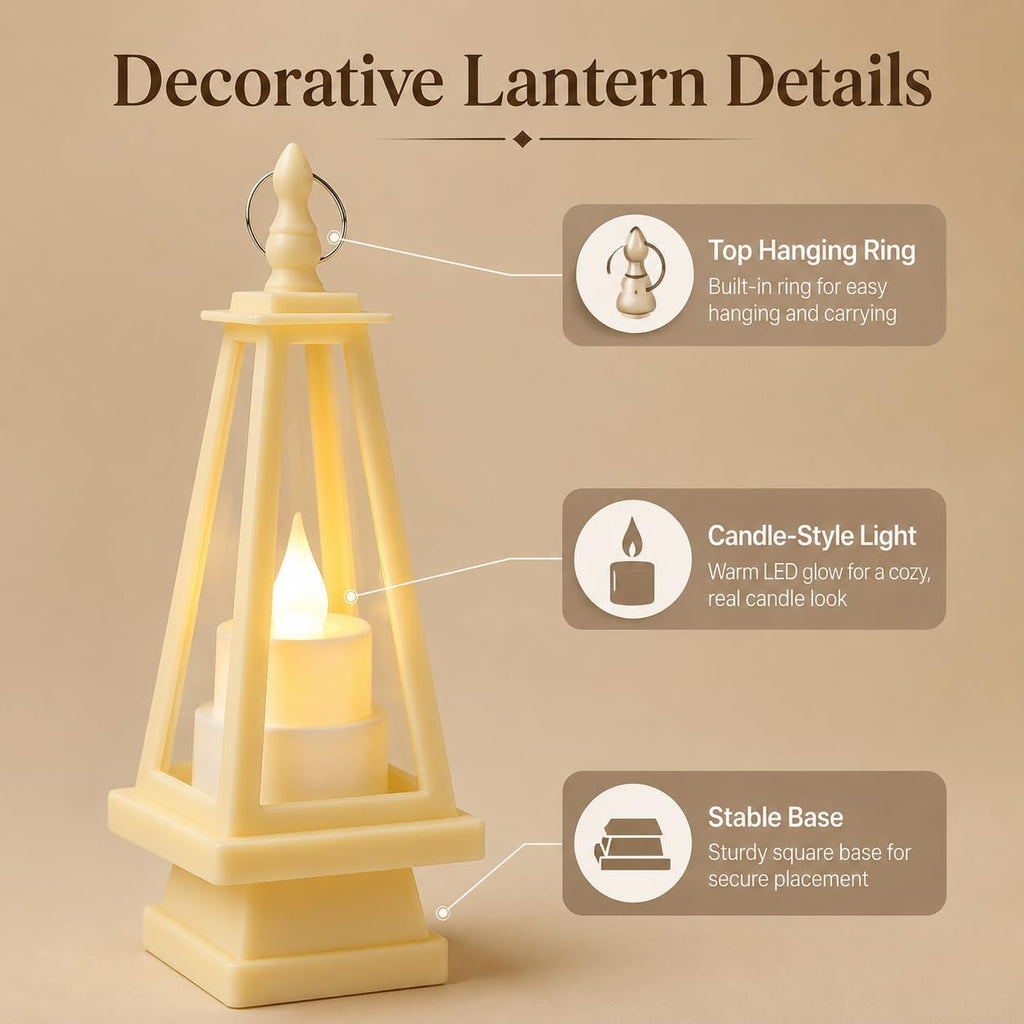 12 Pack Mini Decorative Candle Lanterns, 6.3 Inch Tabletop Hanging Lanterns with Warm Candle-Style Glow for Wedding Centerpieces, Party Favors, Holiday Home Decor