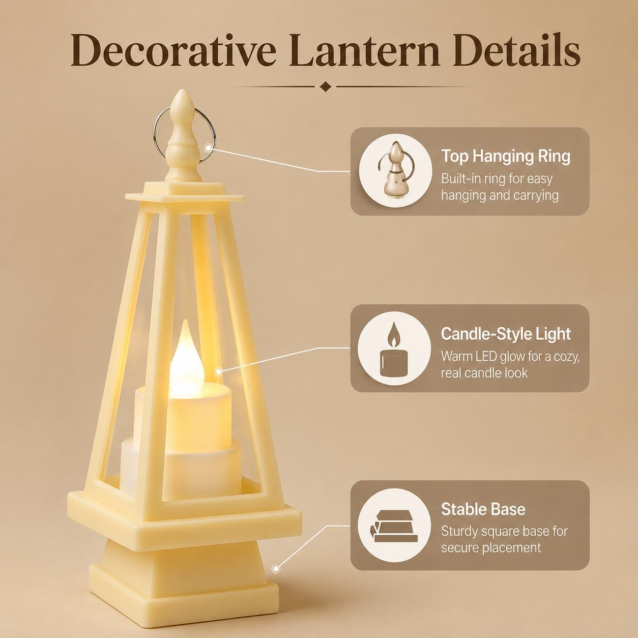 12 Pack Mini Decorative Candle Lanterns, 6.3 Inch Tabletop Hanging Lanterns with Warm Candle-Style Glow for Wedding Centerpieces, Party Favors, Holiday Home Decor