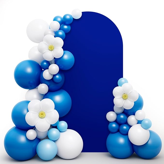LEBENGURU Upgraded 5FT Wedding Arch Cover, Royal Blue Spandex Fitted Arch Backdrop Cover, Round Top Chiara Stand Covers for Birthday Party Baby Shower Banquet Balloon Décor