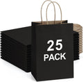 BagDream Kraft Paper Bags 25Pcs 5.25x3x8 Inches Small Paper Gift Bags with Handles Bulk for Party Favor, Retail, Merchandise, Black Gift Sacks