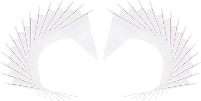 12 Pack White Pennant Flags Small Mini Hand Held Solid Color Pennant On Sticks Flags with 12.6"Solid Pole & Spear Top,Party Events Celebration,School,Grand Opening,Kids Birthday,Sports Clubs,Flower Pot