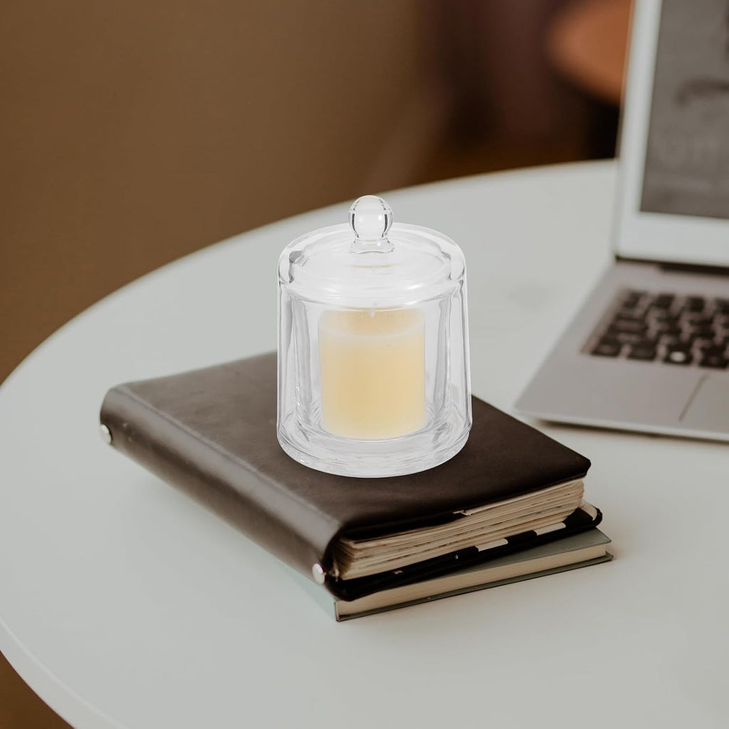 Didiseaon Glass Candle Holder 390ml with Windproof Cover and Protective Case, Elegant Crystal Design Votive Cup for Outdoors and Event Setting, Stylish Longterm Reliability Candleholders
