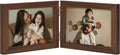 decorUhome Double 6x4 Picture Frame Horizontal, Engineered Wood Bifold Photo Frame with Plexiglass for Tabletop Display, 6x4, Brown
