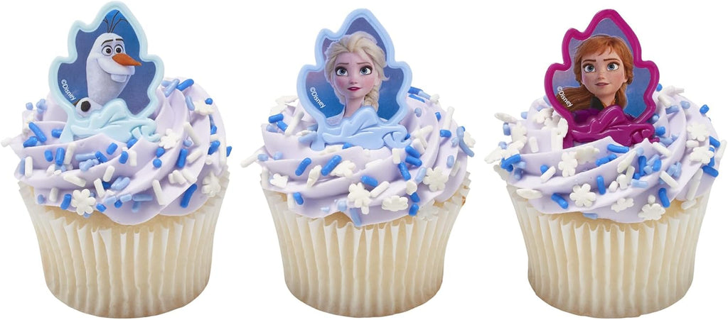 DecoPac Frozen II Rings, Cupcake Decorations Featuring Elsa, Anna, And Olaf For Birthday And Christmas Celebrations - 24 Count (Pack of 2)