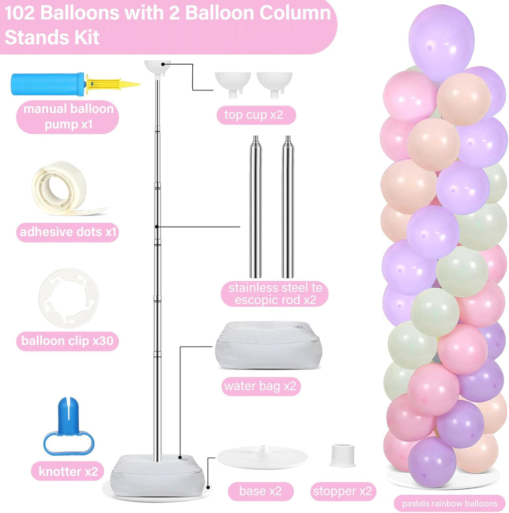 2 sets adjustable balloon column stand kit with shown in use