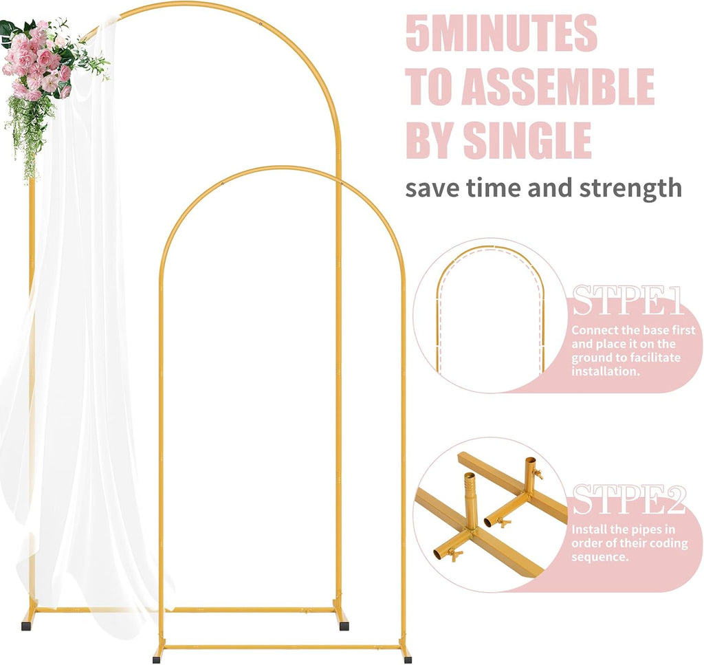 metal arch backdrop stand and pink cover set, side view