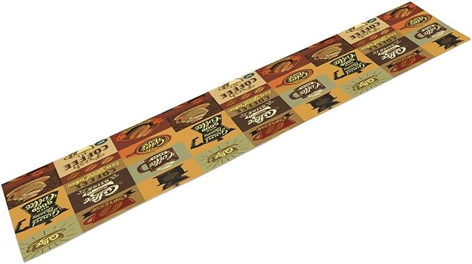 Coffee Table Runner,Vintage Style Coffee Beans Cups Theme Design Pattern Print Tablecloth Burlap for Hotel Indoors Outdoor Dining Room Kitchen Holiday Party, 13x70in