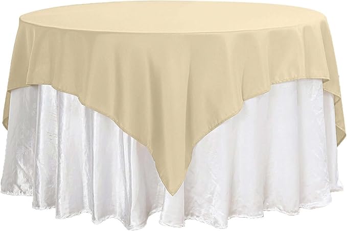 Efavormart 70" Premium Square Polyester Tablecloth for Wedding Kitchen Dining Events - Champagne