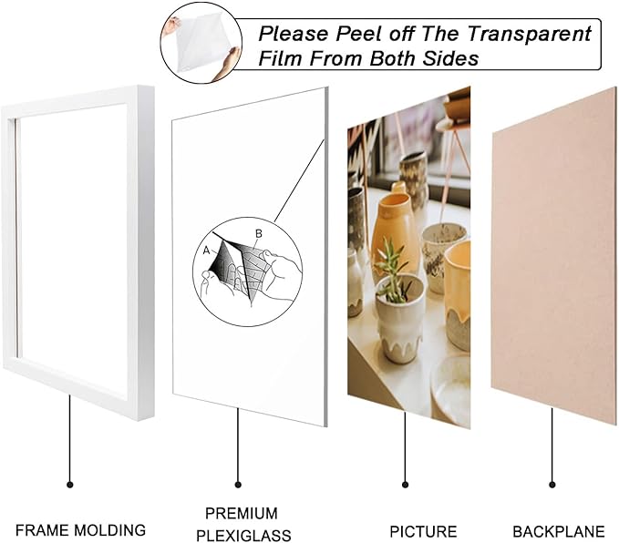 KTKDE A4 Picture Frame White set of 6 with Shatter-Resistant Glass - 8.3x11.7 Frame with Engineered Wood - Signature Collection - A4 Frame for Tabletop and Wall Home Decor best gift