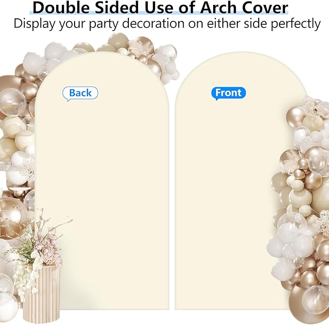 HEMMOTOP Light Beige Arch Backdrop Cover (No Arch Stand), 6 ft Spandex Arch Covers Stretchy Backdrop for Balloon Arches, Wedding, Birthday Party, Baby Shower, Banquet Arch Decoratio